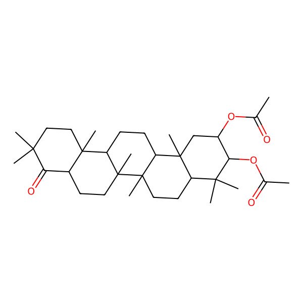 2D Structure of (8alpha,9beta,13alpha,14beta,17alpha,18beta)-2alpha,3beta-Diacetoxy-21,21-dimethyl-29,30-dinorgammaceran-22-one