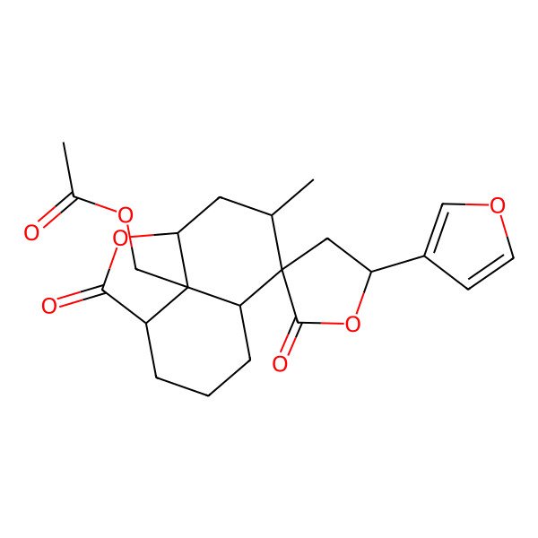 2D Structure of [(8S)-5'-(furan-3-yl)-10-methyl-2',3-dioxospiro[2-oxatricyclo[6.3.1.04,12]dodecane-9,3'-oxolane]-12-yl]methyl acetate