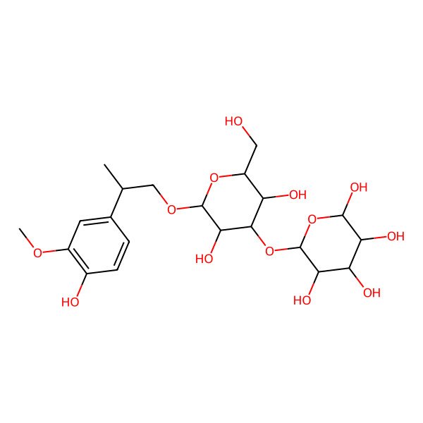 2D Structure of (2R,3R,4R,5R,6R)-6-[(2R,3R,4S,5R,6R)-3,5-dihydroxy-2-[2-(4-hydroxy-3-methoxyphenyl)propoxy]-6-(hydroxymethyl)oxan-4-yl]oxyoxane-2,3,4,5-tetrol