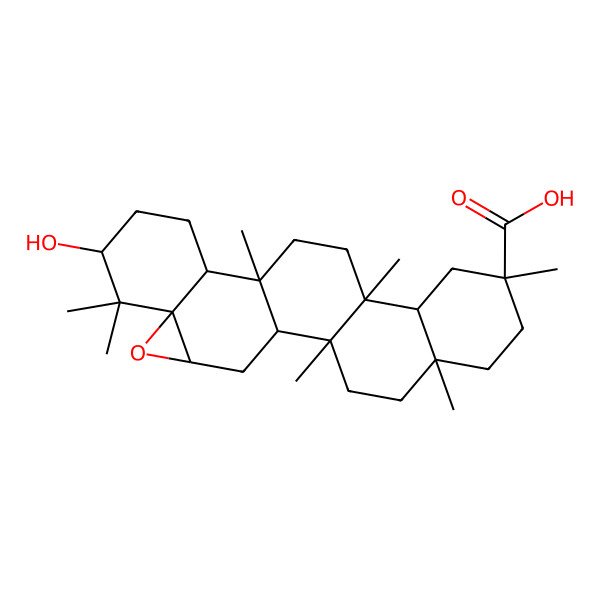 2D Structure of (2R,5S,8R,11S,14R,18S,20S,22S)-18-hydroxy-2,5,8,11,14,19,19-heptamethyl-21-oxahexacyclo[12.9.0.02,11.05,10.015,20.020,22]tricosane-8-carboxylic acid