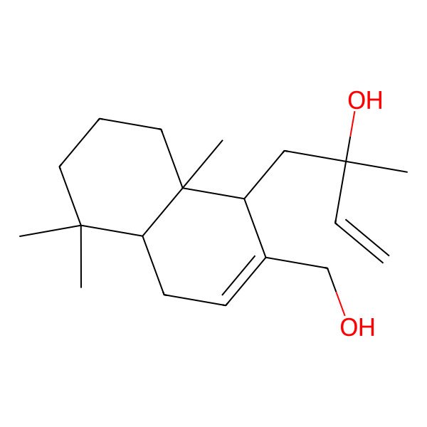 2D Structure of (2R)-1-[2-(hydroxymethyl)-5,5,8a-trimethyl-1,4,4a,6,7,8-hexahydronaphthalen-1-yl]-2-methylbut-3-en-2-ol