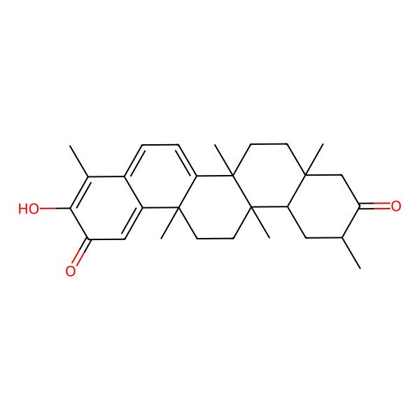 2D Structure of (6aR,6bR,8aS,11R,12aR,14aR)-3-hydroxy-4,6a,6b,8a,11,14a-hexamethyl-7,8,9,11,12,12a,13,14-octahydropicene-2,10-dione