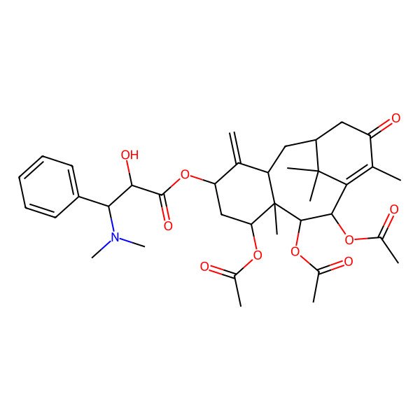2D Structure of [(7S,8S,10R)-7,9,10-triacetyloxy-8,12,15,15-tetramethyl-4-methylidene-13-oxo-5-tricyclo[9.3.1.03,8]pentadec-11-enyl] (2R)-3-(dimethylamino)-2-hydroxy-3-phenylpropanoate