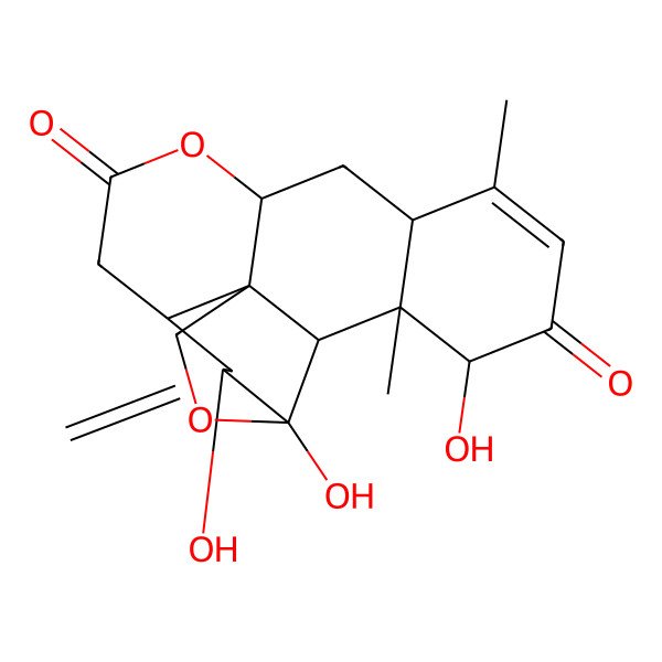 2D Structure of (1R,4S,5R,7S,11R,13S,17S,18S,19R)-4,5,17-trihydroxy-14,18-dimethyl-6-methylidene-3,10-dioxapentacyclo[9.8.0.01,7.04,19.013,18]nonadec-14-ene-9,16-dione