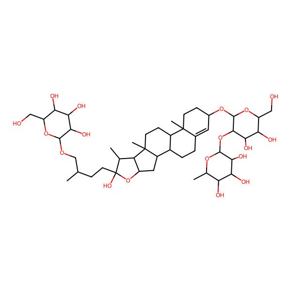 2D Structure of (2S,3R,4R,5R,6S)-2-[(2R,3R,4S,5S,6R)-4,5-dihydroxy-6-(hydroxymethyl)-2-[[(1S,2S,4S,7S,8R,9S,12S,13R,16S)-6-hydroxy-7,9,13-trimethyl-6-[(3R)-3-methyl-4-[(2R,3R,4S,5S,6R)-3,4,5-trihydroxy-6-(hydroxymethyl)oxan-2-yl]oxybutyl]-5-oxapentacyclo[10.8.0.02,9.04,8.013,18]icos-17-en-16-yl]oxy]oxan-3-yl]oxy-6-methyloxane-3,4,5-triol