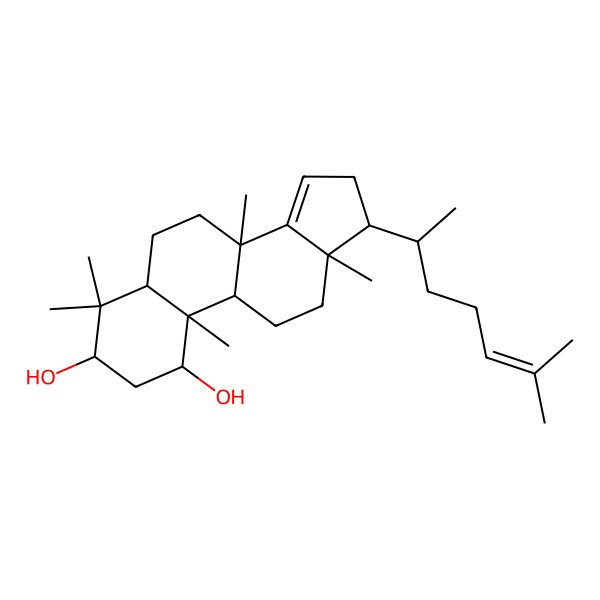 2D Structure of (1R,3S,5S,8R,9S,10R,13S,17S)-4,4,8,10,13-pentamethyl-17-[(2S)-6-methylhept-5-en-2-yl]-2,3,5,6,7,9,11,12,16,17-decahydro-1H-cyclopenta[a]phenanthrene-1,3-diol