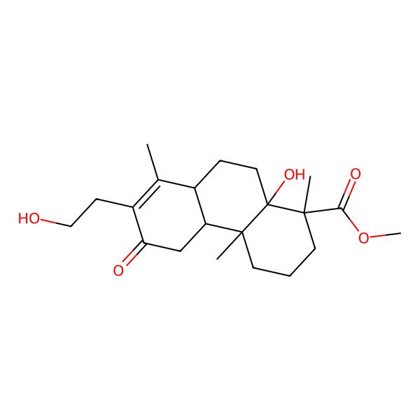 2D Structure of methyl (1S,4aR,4bS,8aR,10aS)-10a-hydroxy-7-(2-hydroxyethyl)-1,4a,8-trimethyl-6-oxo-2,3,4,4b,5,8a,9,10-octahydrophenanthrene-1-carboxylate