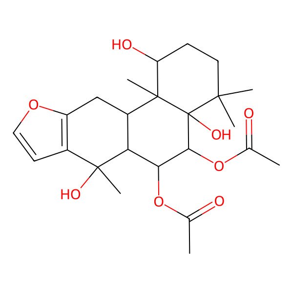 2D Structure of [(1S,4aR,5S,6R,6aS,7S,11aS,11bS)-5-acetyloxy-1,4a,7-trihydroxy-4,4,7,11b-tetramethyl-1,2,3,5,6,6a,11,11a-octahydronaphtho[2,1-f][1]benzofuran-6-yl] acetate