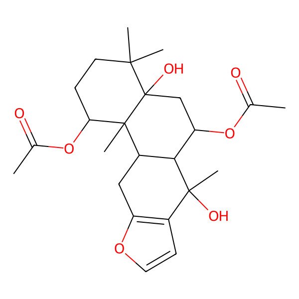 2D Structure of [(1S,4aR,6S,6aS,7R,11aS,11bS)-6-acetyloxy-4a,7-dihydroxy-4,4,7,11b-tetramethyl-1,2,3,5,6,6a,11,11a-octahydronaphtho[2,1-f][1]benzofuran-1-yl] acetate
