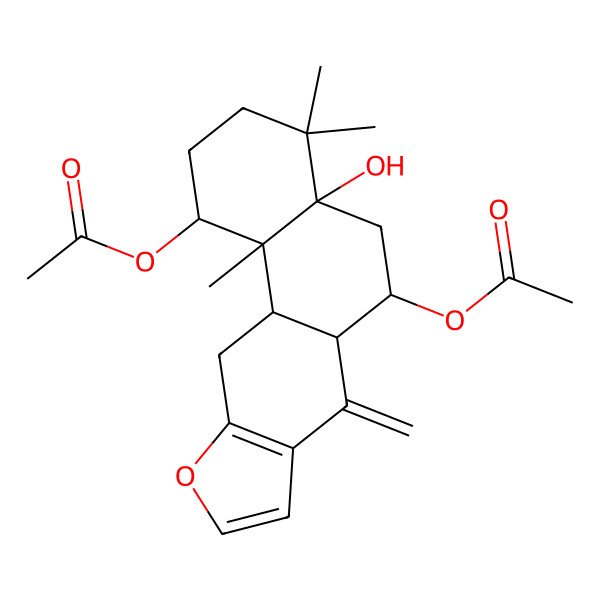 2D Structure of [(1S,4aR,6S,6aR,11aS,11bS)-6-acetyloxy-4a-hydroxy-4,4,11b-trimethyl-7-methylidene-1,2,3,5,6,6a,11,11a-octahydronaphtho[2,1-f][1]benzofuran-1-yl] acetate