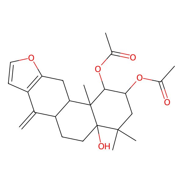 2D Structure of [(1R,2S,4aR,6aR,11aS,11bS)-1-acetyloxy-4a-hydroxy-4,4,11b-trimethyl-7-methylidene-1,2,3,5,6,6a,11,11a-octahydronaphtho[2,1-f][1]benzofuran-2-yl] acetate
