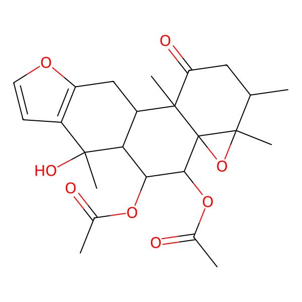 2D Structure of [(1S,2R,5S,6R,8R,9S,10R,11S,12S)-9-acetyloxy-12-hydroxy-2,5,6,12-tetramethyl-3-oxo-7,16-dioxapentacyclo[9.7.0.02,8.06,8.013,17]octadeca-13(17),14-dien-10-yl] acetate