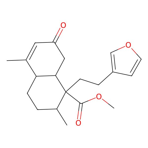 2D Structure of methyl (1R,2R,4aS,8aS)-1-[2-(furan-3-yl)ethyl]-2,5-dimethyl-7-oxo-2,3,4,4a,8,8a-hexahydronaphthalene-1-carboxylate