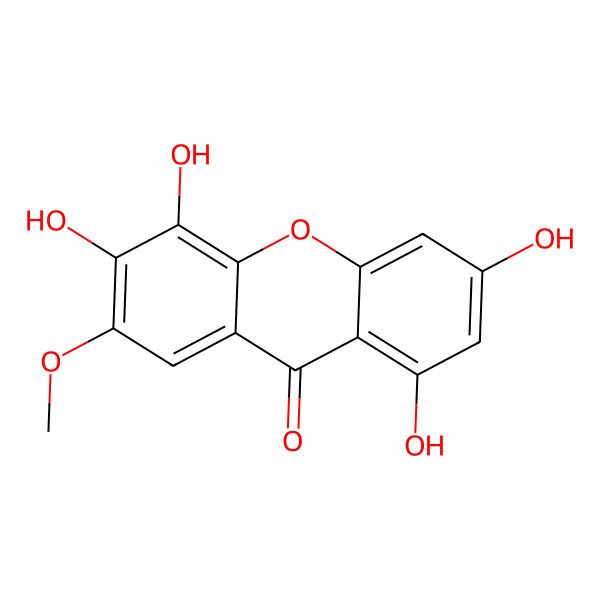 2D Structure of 1,3,5,6-Tetrahydroxy-7-methoxyxanthen-9-one