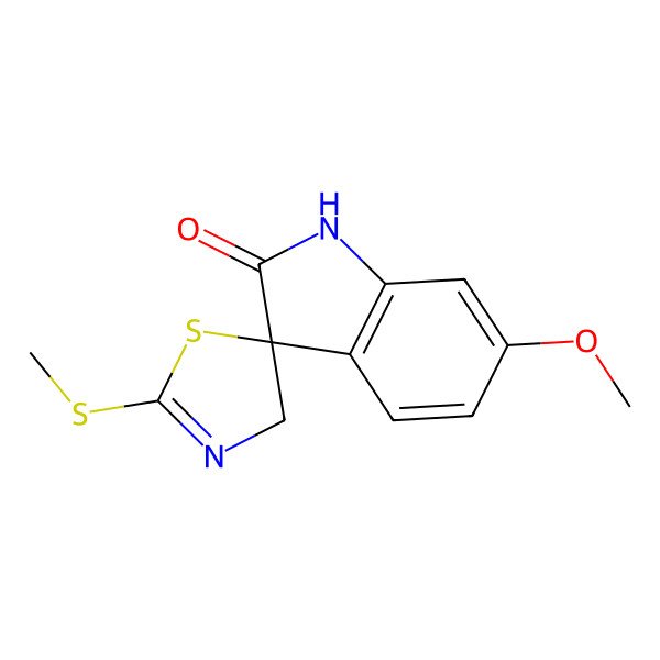 2D Structure of (3S)-6-methoxy-2'-methylsulfanylspiro[1H-indole-3,5'-4H-1,3-thiazole]-2-one