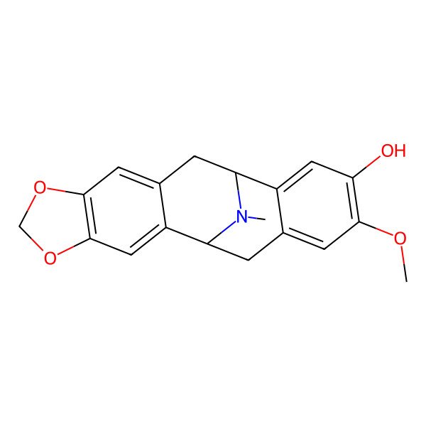 2D Structure of (1R,12R)-16-Methoxy-20-methyl-5,7-dioxa-20-azapentacyclo[10.7.1.02,10.04,8.013,18]icosa-2,4(8),9,13,15,17-hexaen-15-ol
