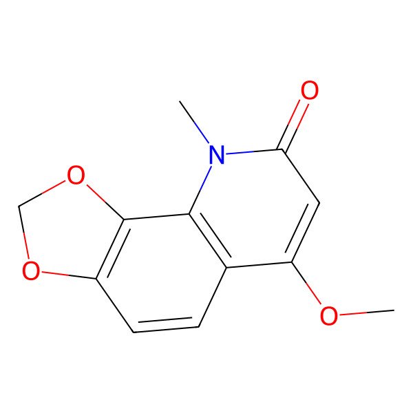 2D Structure of 6-Methoxy-9-methyl-(1,3)dioxolo(4,5-h)quinolin-8(9H)-one