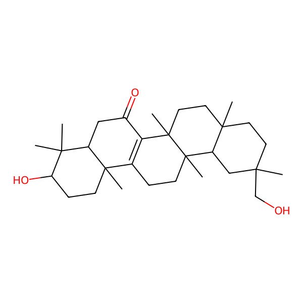 2D Structure of (6bS,8aS,11R,12aR,14bS)-3-hydroxy-11-(hydroxymethyl)-4,4,6a,6b,8a,11,14b-heptamethyl-2,3,4a,5,7,8,9,10,12,12a,13,14-dodecahydro-1H-picen-6-one
