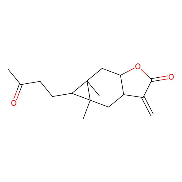 2D Structure of (3aR,4aS,5S,5aR,6aR)-4a,5a-dimethyl-3-methylidene-5-(3-oxobutyl)-4,5,6,6a-tetrahydro-3aH-cyclopropa[f][1]benzofuran-2-one
