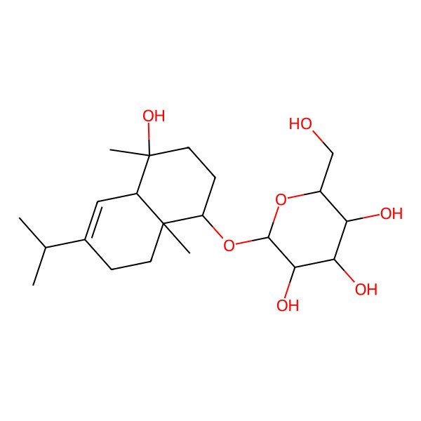 2D Structure of [(1R)-4alpha-Hydroxy-4,8aalpha-dimethyl-6-isopropyl-1,2,3,4,4abeta,7,8,8a-octahydronaphthalene-1alpha-yl]beta-D-glucopyranoside