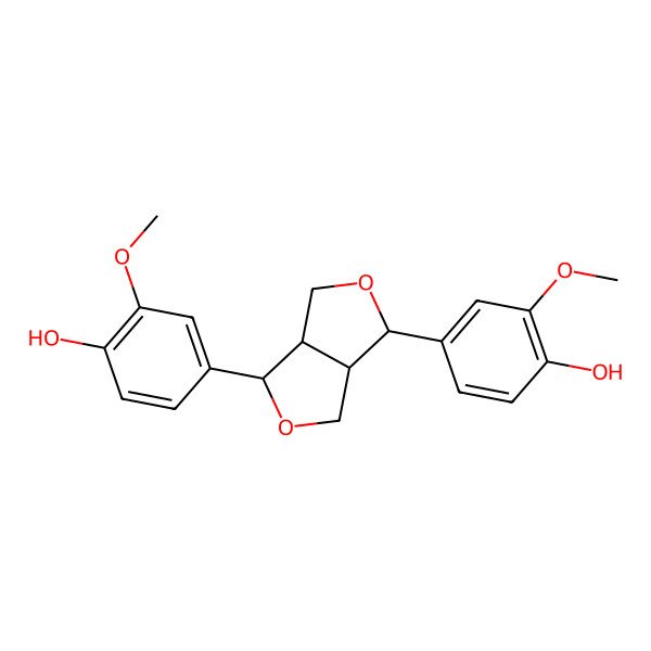 2D Structure of 4-[(3R,3aR,6R,6aR)-6-(4-hydroxy-3-methoxyphenyl)-1,3,3a,4,6,6a-hexahydrofuro[3,4-c]furan-3-yl]-2-methoxyphenol