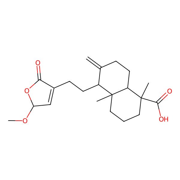 2D Structure of (1S,4aR,5S,8aR)-5-[2-[(2S)-2-methoxy-5-oxo-2H-furan-4-yl]ethyl]-1,4a-dimethyl-6-methylidene-3,4,5,7,8,8a-hexahydro-2H-naphthalene-1-carboxylic acid
