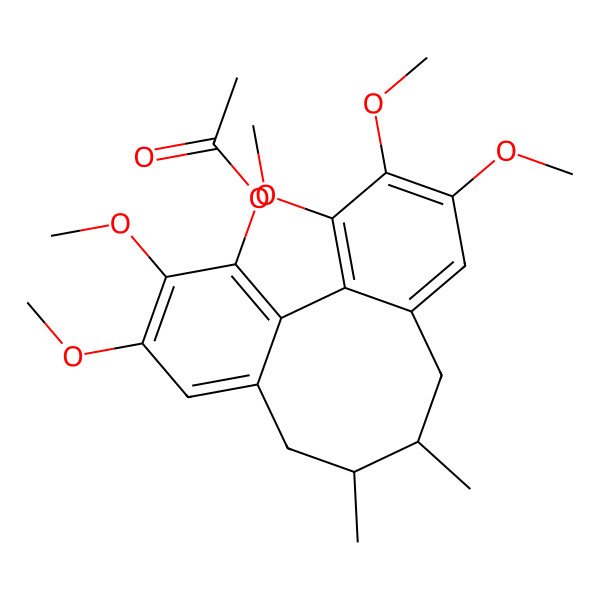 2D Structure of (4,5,14,15,16-Pentamethoxy-9,10-dimethyl-3-tricyclo[10.4.0.02,7]hexadeca-1(16),2,4,6,12,14-hexaenyl) acetate