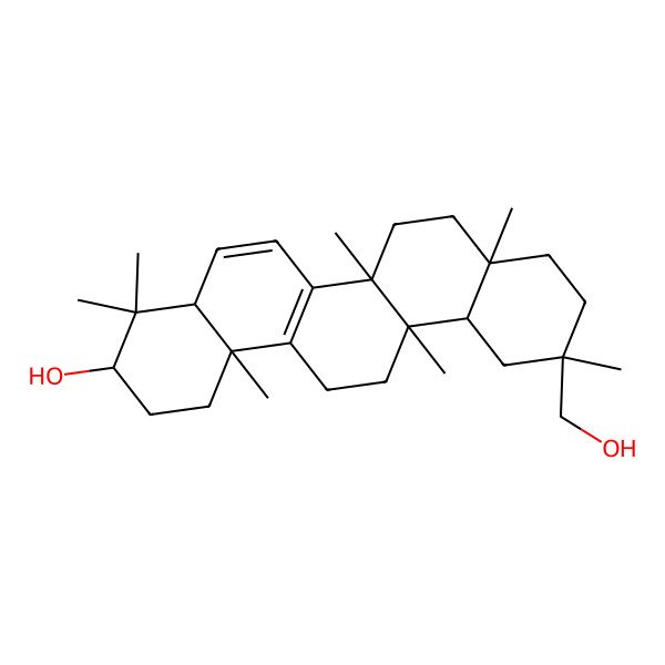 2D Structure of (3R,4aR,6aS,6bS,8aS,11R,12aR,14bS)-11-(hydroxymethyl)-4,4,6a,6b,8a,11,14b-heptamethyl-1,2,3,4a,7,8,9,10,12,12a,13,14-dodecahydropicen-3-ol