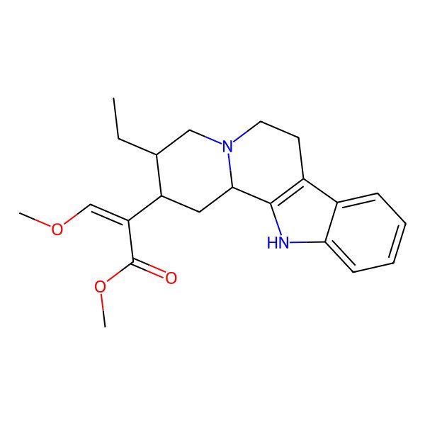 2D Structure of methyl (Z)-2-[(2S,3R,12bS)-3-ethyl-1,2,3,4,6,7,12,12b-octahydroindolo[2,3-a]quinolizin-2-yl]-3-methoxyprop-2-enoate