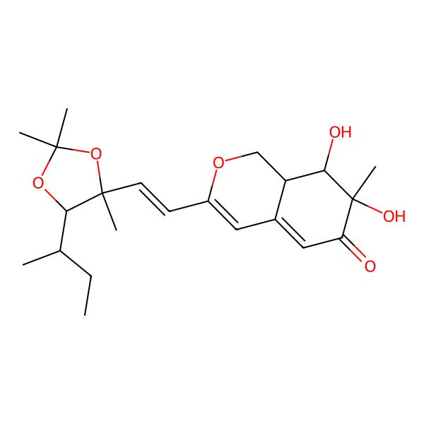 2D Structure of (7R,8R,8aR)-3-[(E)-2-[(4R,5S)-5-[(2S)-butan-2-yl]-2,2,4-trimethyl-1,3-dioxolan-4-yl]ethenyl]-7,8-dihydroxy-7-methyl-8,8a-dihydro-1H-isochromen-6-one