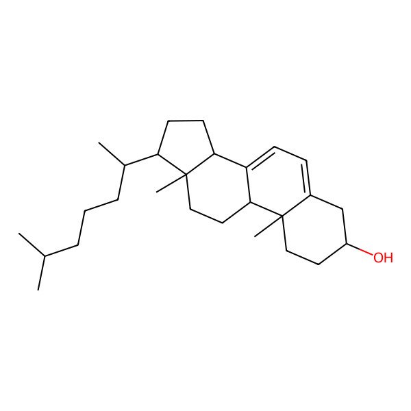2D Structure of (3S,9R,10R,13R,14S,17R)-10,13-dimethyl-17-[(2R)-6-methylheptan-2-yl]-2,3,4,9,11,12,14,15,16,17-decahydro-1H-cyclopenta[a]phenanthren-3-ol