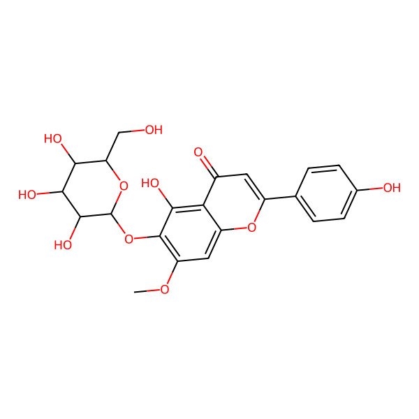 2D Structure of 5-Hydroxy-2-(4-hydroxyphenyl)-7-methoxy-6-(((2S,3R,4S,5S,6R)-3,4,5-trihydroxy-6-(hydroxymethyl)tetrahydro-2H-pyran-2-yl)oxy)-4H-chromen-4-one