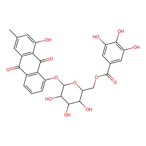 2D Structure of Chrysophanol 8-(6-O-galloyl-beta-D-glucopyranoside)