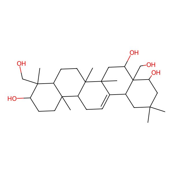 2D Structure of (3I(2),4I+/-,16I+/-,22I+/-)-Olean-12-ene-3,16,22,23,28-pentol 2D Structure of (3I(2),4I+/-,16I+/-,22I+/-)-Olean-12-ene-3,16,22,23,28-pentol