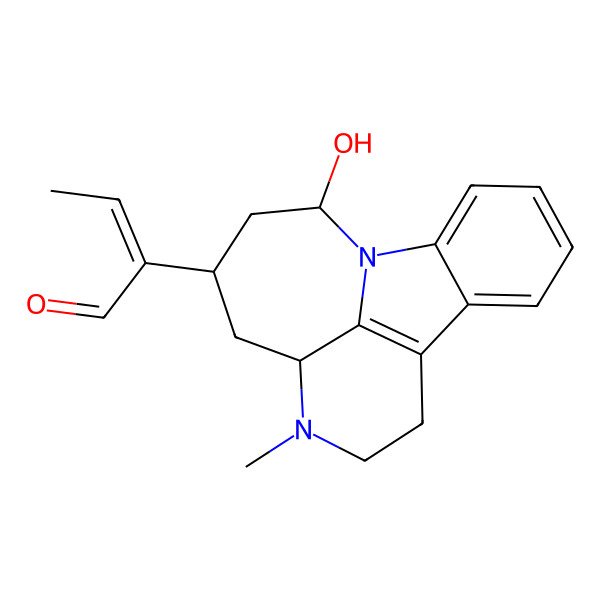 2D Structure of (E)-2-[(7R,9S)-9-Hydroxy-4-methyl-4,10-diazatetracyclo[8.6.1.05,17.011,16]heptadeca-1(17),11,13,15-tetraen-7-yl]but-2-enal