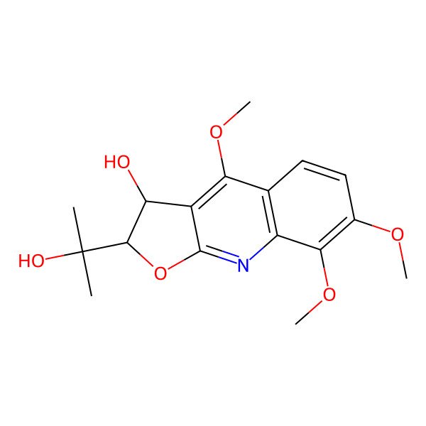 2D Structure of rel-(2R,3S)-2,3-Dihydro-3-hydroxy-4,7,8-trimethoxy-I+/-,I+/--dimethylfuro[2,3-b]quinoline-2-methanol