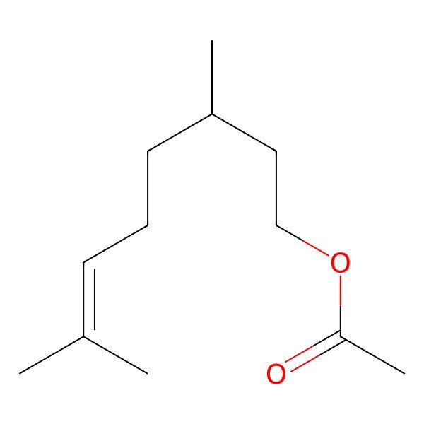 2D Structure of 6-Octen-1-ol, 3,7-dimethyl-, 1-acetate, (3R)-