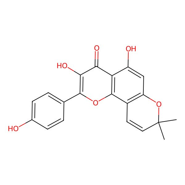 2D Structure of 3,5-Dihydroxy-2-(4-hydroxyphenyl)-8,8-dimethyl-4H,8H-benzo(1,2-b:3,4-b')dipyran-4-one