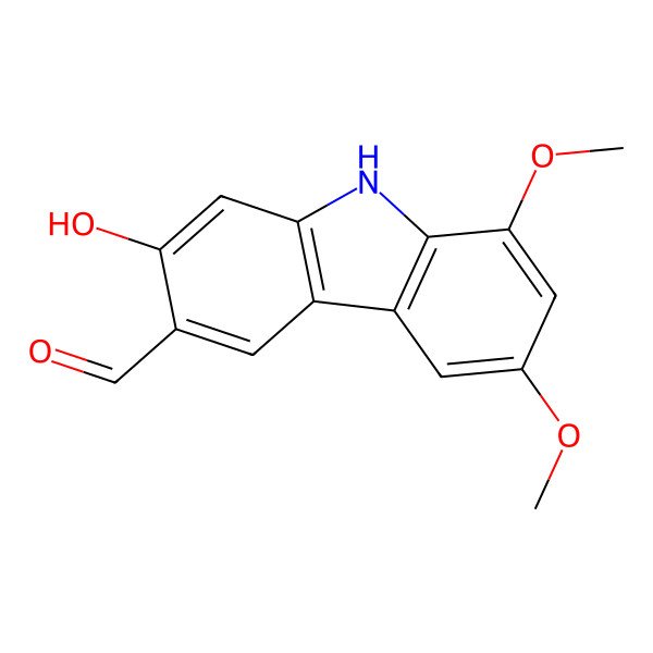2D Structure of 2-hydroxy-6,8-dimethoxy-9H-carbazole-3-carbaldehyde
