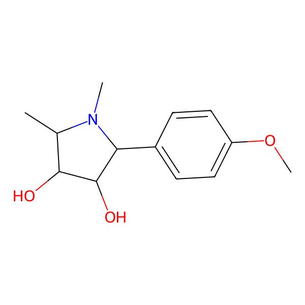 2D Structure of (2R,3R,4R,5R)-2-(4-Methoxyphenyl)-1,5-dimethylpyrrolidine-3,4-diol
