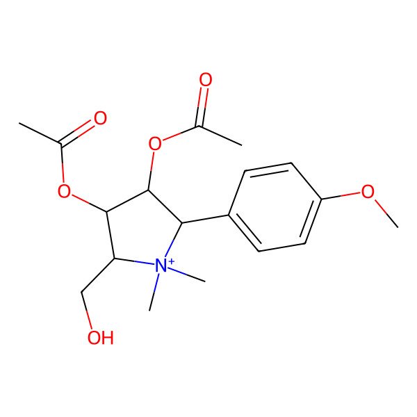 2D Structure of [(2R,3R,4R,5R)-4-acetyloxy-2-(hydroxymethyl)-5-(4-methoxyphenyl)-1,1-dimethylpyrrolidin-1-ium-3-yl] acetate