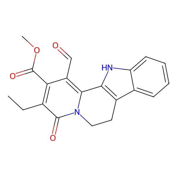 2D Structure of methyl 3-ethyl-1-formyl-4-oxo-7,12-dihydro-6H-indolo[2,3-a]quinolizine-2-carboxylate