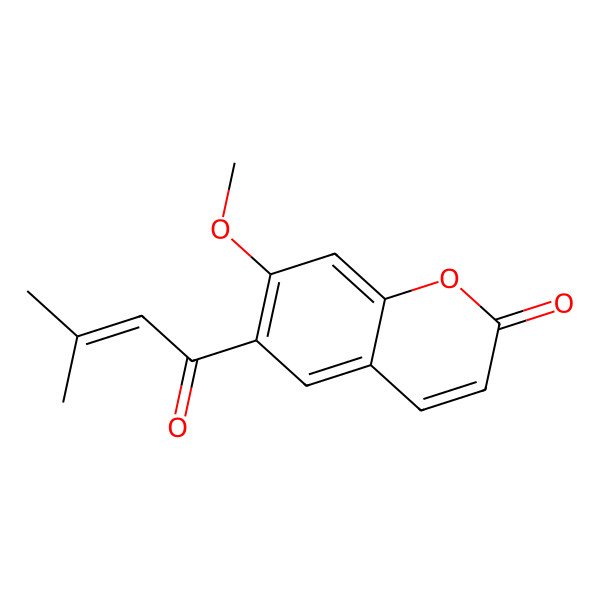 2D Structure of Coumarin, 7-methoxy-6-(3-methylcrotonoyl)-