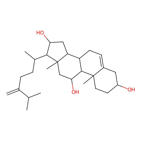 2D Structure of (3S,8S,9S,10R,11R,13S,14S,16S,17R)-10,13-dimethyl-17-[(2R)-6-methyl-5-methylideneheptan-2-yl]-2,3,4,7,8,9,11,12,14,15,16,17-dodecahydro-1H-cyclopenta[a]phenanthrene-3,11,16-triol
