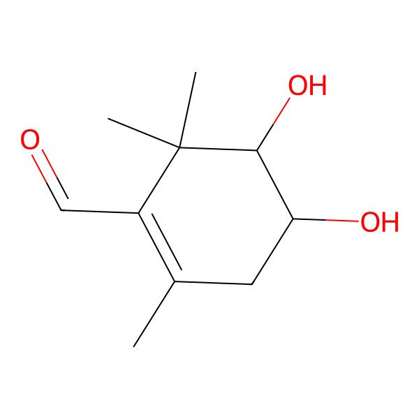 2D Structure of (4R,5R)-4,5-dihydroxy-2,6,6-trimethylcyclohexene-1-carbaldehyde