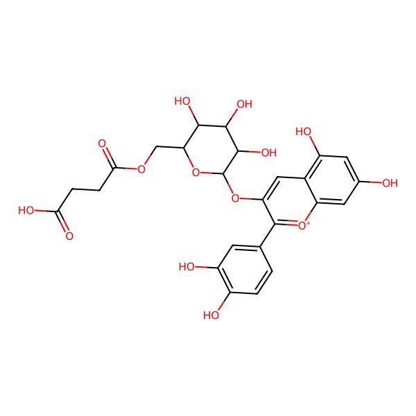 2D Structure of Cyanidin 3-(6''-succinyl-glucoside)