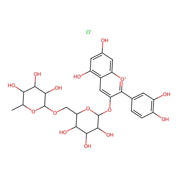 2D Structure of Cyanidin 3-rutinoside (chloride);Cyanidin 3-O-rutinoside (chloride);Sambucin (chloride)