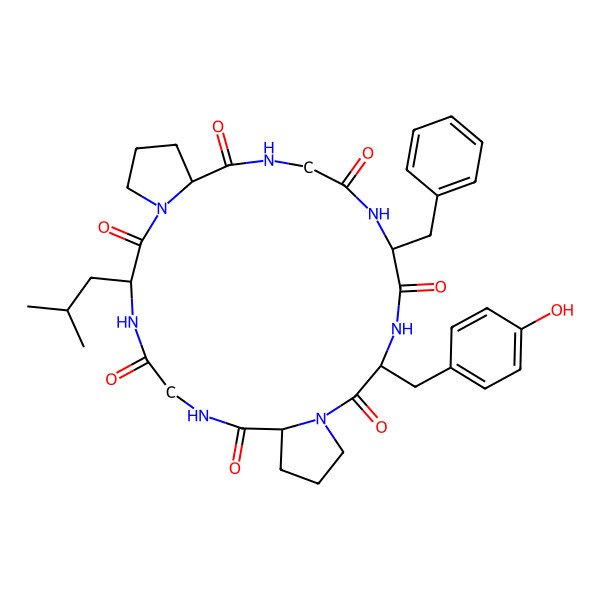 2D Structure of cyclo-(Gly1-Leu-Pro1-Gly2-Phe-Tyr-Pro2)