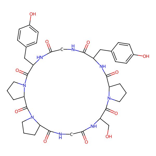 2D Structure of cyclo-(Gly1-Ser-Pro2-Tyr2-Gly2-Tyr1-Pro1-Pro3)