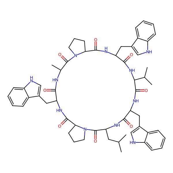 2D Structure of cyclo[Ala-Pro-Trp-Val-Trp-Leu-Pro-Trp]